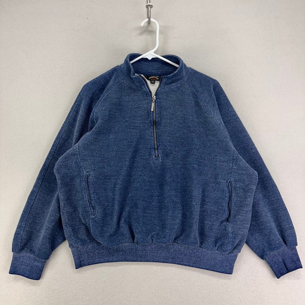 Monterey Club Sweatshirt size Medium Blue Oversized Boxy 1/4‎ Zip Unisex Thick